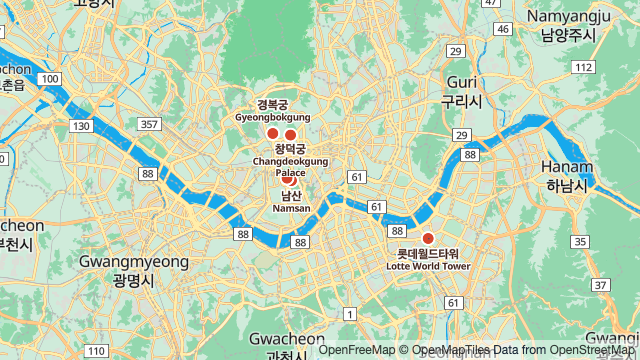 서울 지도 미리보기 · OpenStreetMap 데이터